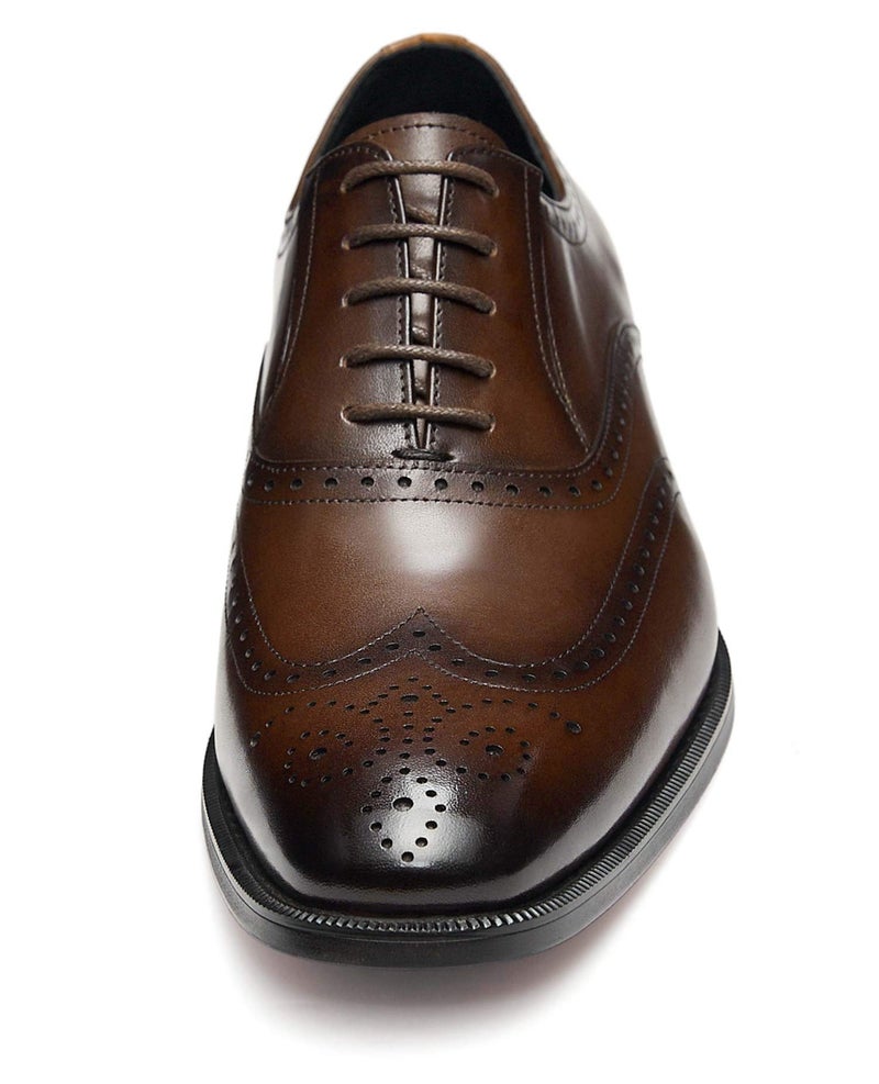 FRASOICUS Menâ€™s Dress Shoes with Genuine Leather in Classic Brogue Elastic Band Oxford Formal (Dark Brown, Adult, Men, 11, Numeric, US Footwear Size System, Medium) - Image 4